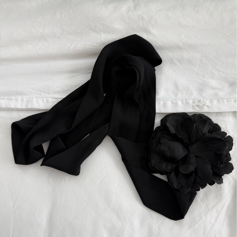 Zara Black Satin Rose Choker Necklace